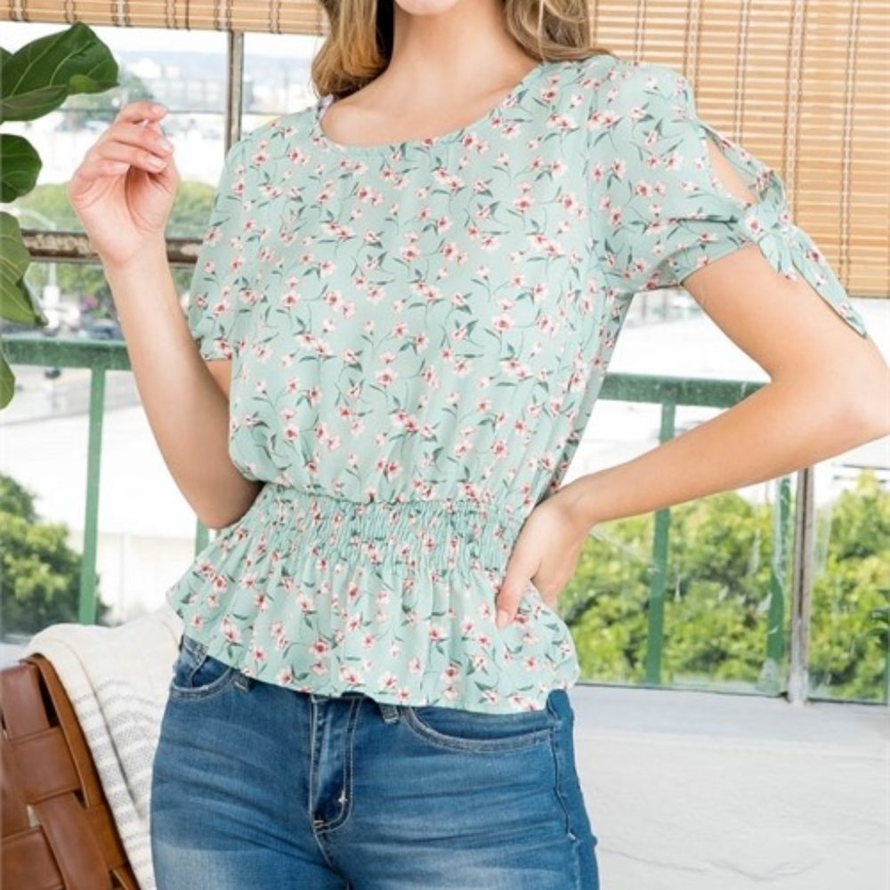 Floral Peplum Top  *ALL ITEMS ARE NEW, FROM MY CLOSED BOUTIQUE* #9232